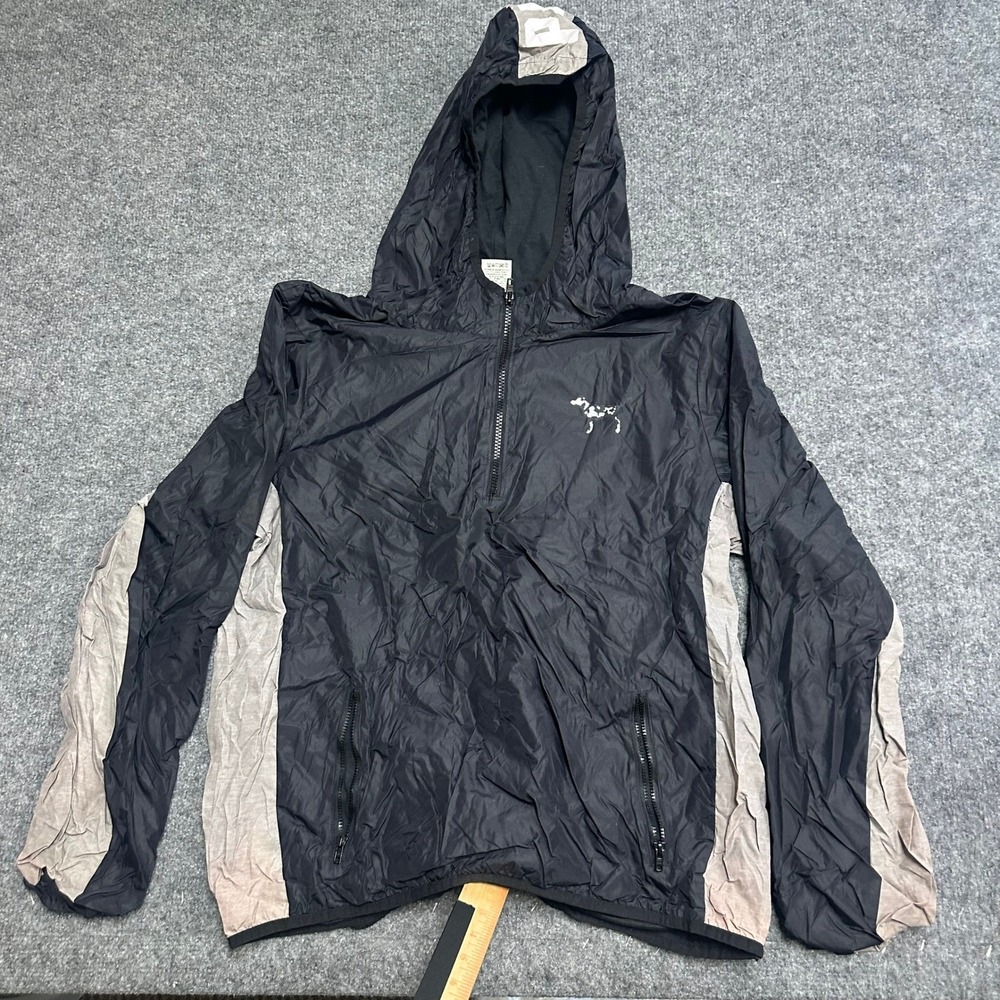 Pink Victoria's Secret Windbreaker Womens Size M/L Black Grey Half Zip Hooded